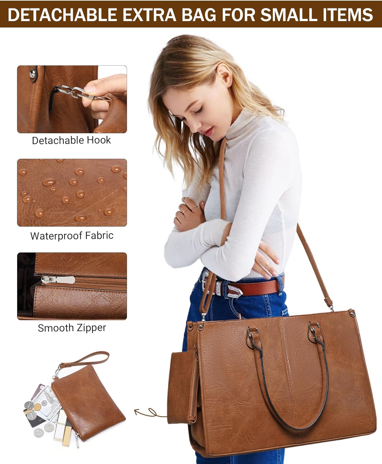 2 in 1 Laptop Tote Bag with In - Laptop Backpack 15.6 review and price