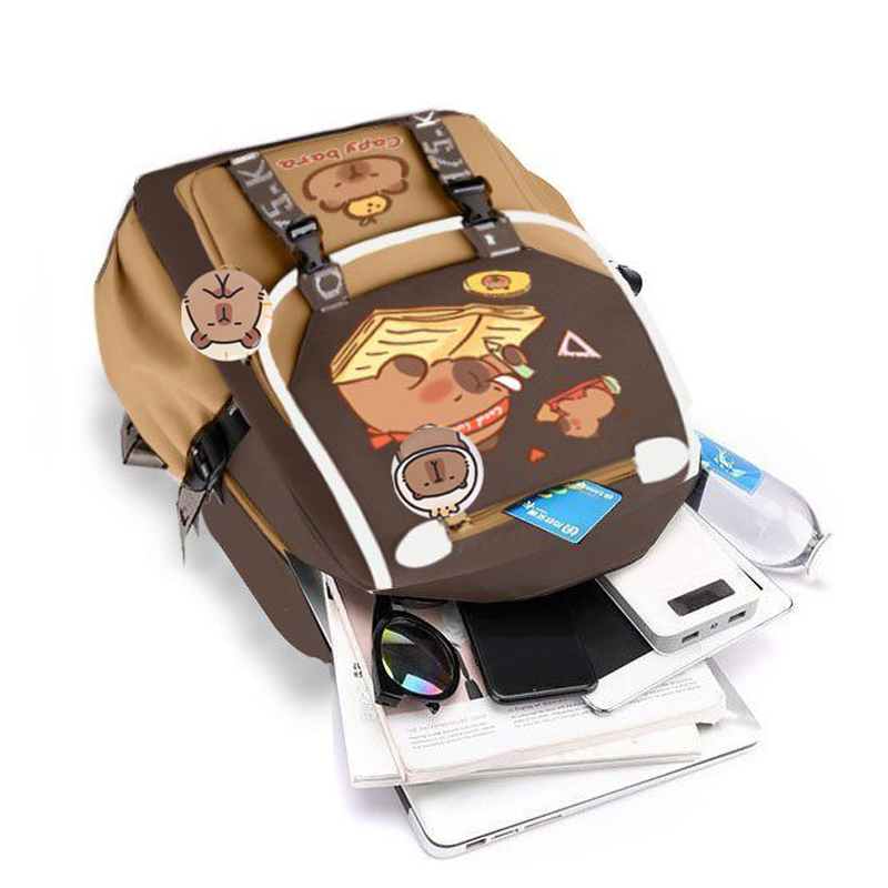 Kawaii Capybara Stylish Khaki  - School Backpack Teen review and price