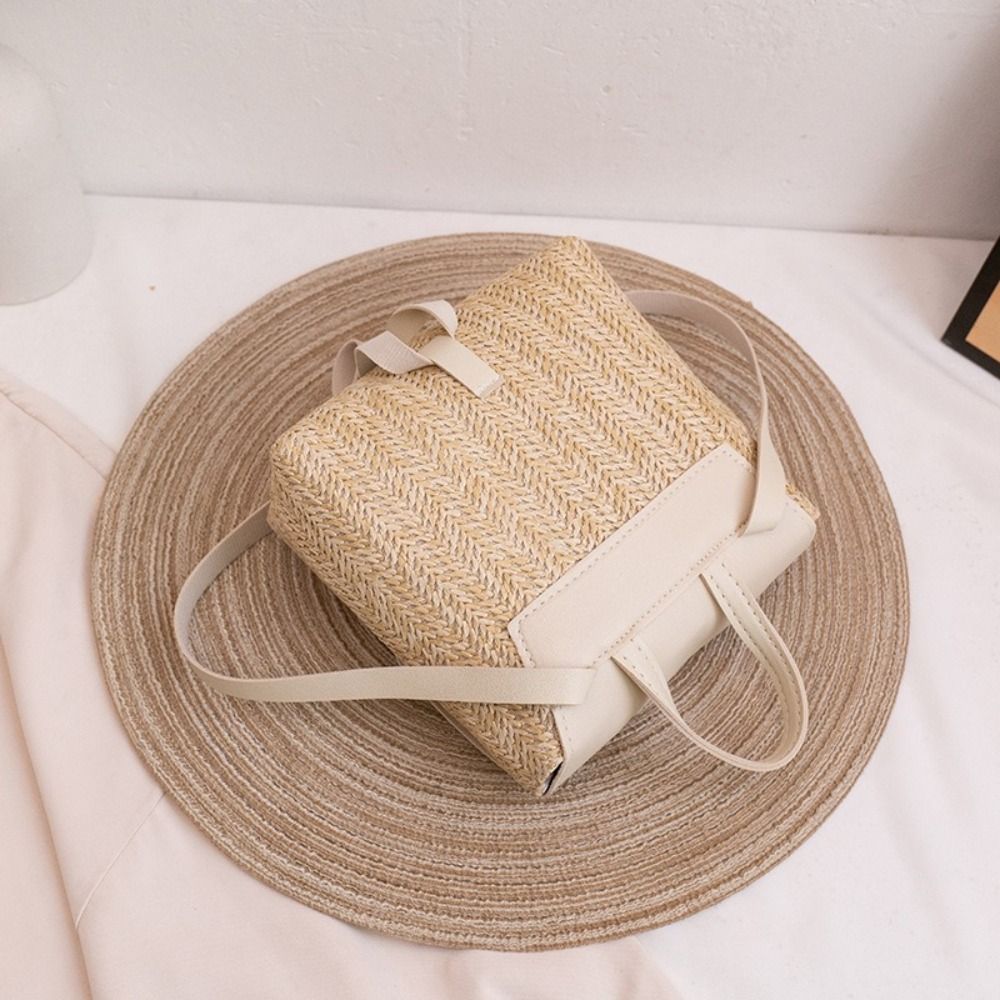 Fashion PU Leather Straw Backp - Leather Backpack Vintage review and price